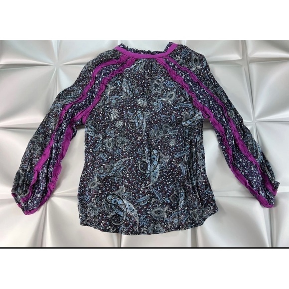 BTFL-life Womens Sz S Colorful Paisley Print Ruffled Metallic Tunic Top NEW - Picture 6 of 8